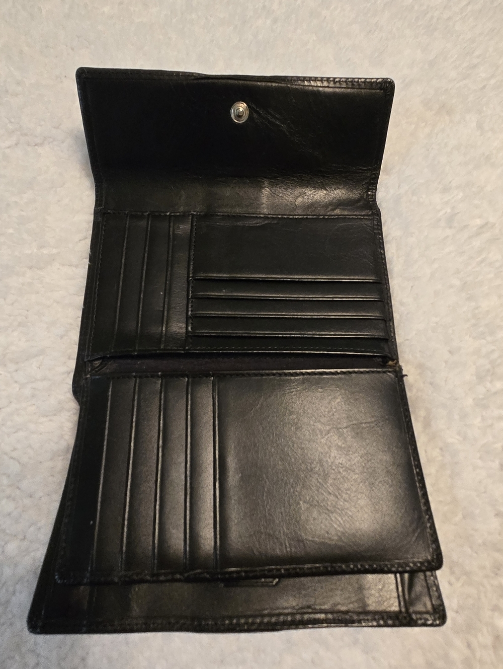 Coach Black Leather, Signature Jacquard Fabric Wallet, Trifold Snap Closure - Picture 14 of 15
